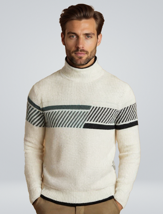 Pull à Col Montant pour Homme avec Motif Géométrique | Idéal pour l’Hiver