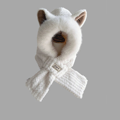 Bonnet et Écharpe 2-en-1 avec Oreilles de Renard pour Femme et Enfant | Idéal pour l’Hiver