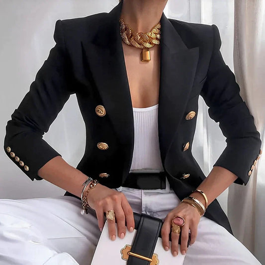 Blazer à Boutonnage Simple avec Épaules Structurées pour Femme | Idéal pour les Occasions Formelles et Professionnelles