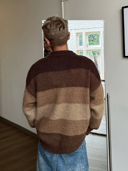 Pull À Col Rond avec Motif Color Block pour Homme | Idéal pour L’Automne Et L’Hiver