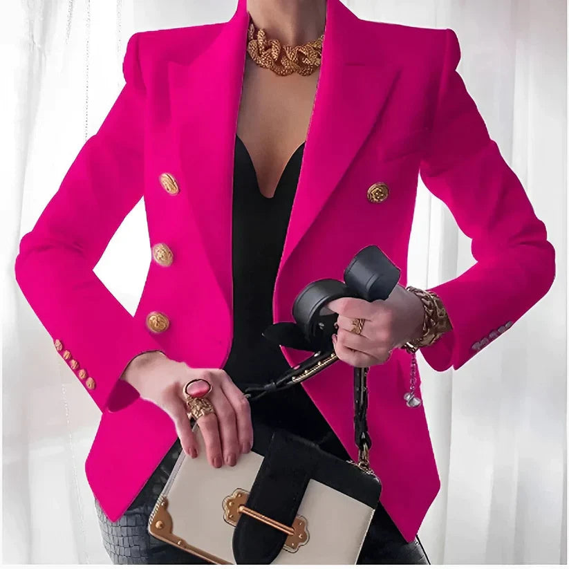 Blazer à Boutonnage Simple avec Épaules Structurées pour Femme | Idéal pour les Occasions Formelles et Professionnelles