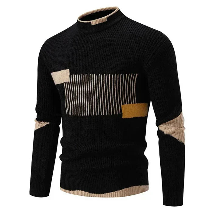 Pull à Col Montant pour Homme avec Motif Géométrique | Idéal pour l’Hiver